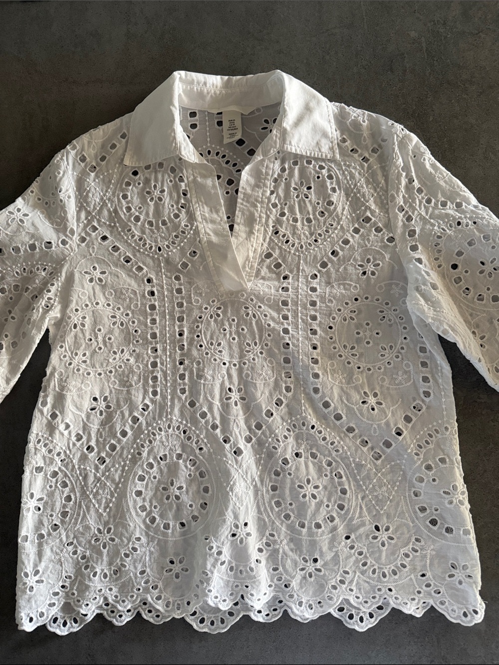 H&M Eyelet Embroidered Cotton Shirt - Picture 8 of 13